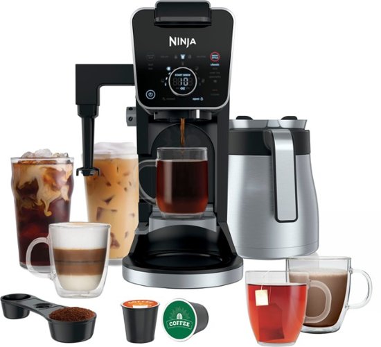 Ninja - DualBrew PRO 12-Cup Specialty Coffee System with Thermal Carafe, K-Cup Compatible, Hot Water System & Frother - Black/Silver