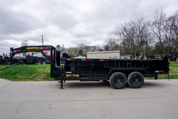 Hydraulic 7'x16' 2ft Side Gooseneck Dump Trailer (2) 7K Axles - Image 2